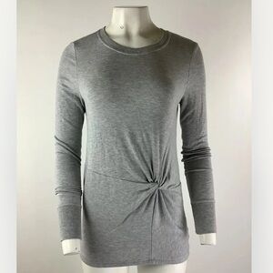 Athleta Sz XS Nirvana Twist Front Sweatshirt Gray Modal Spandex Pullover Top
